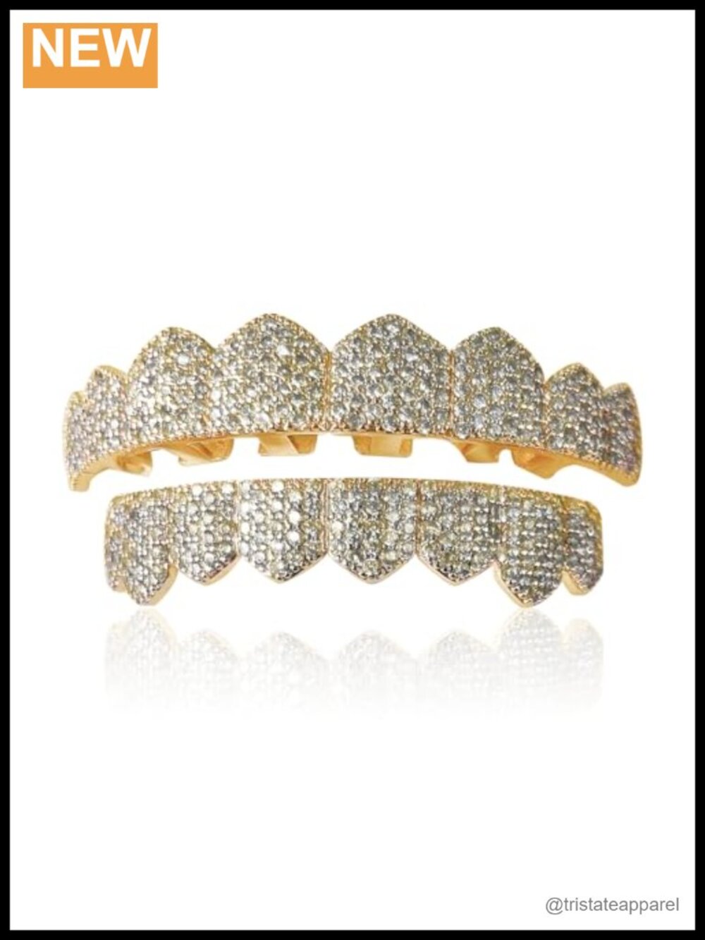Gold Plated Brass Imitation Diamond Grillz Set with Molding Bars Cosplay